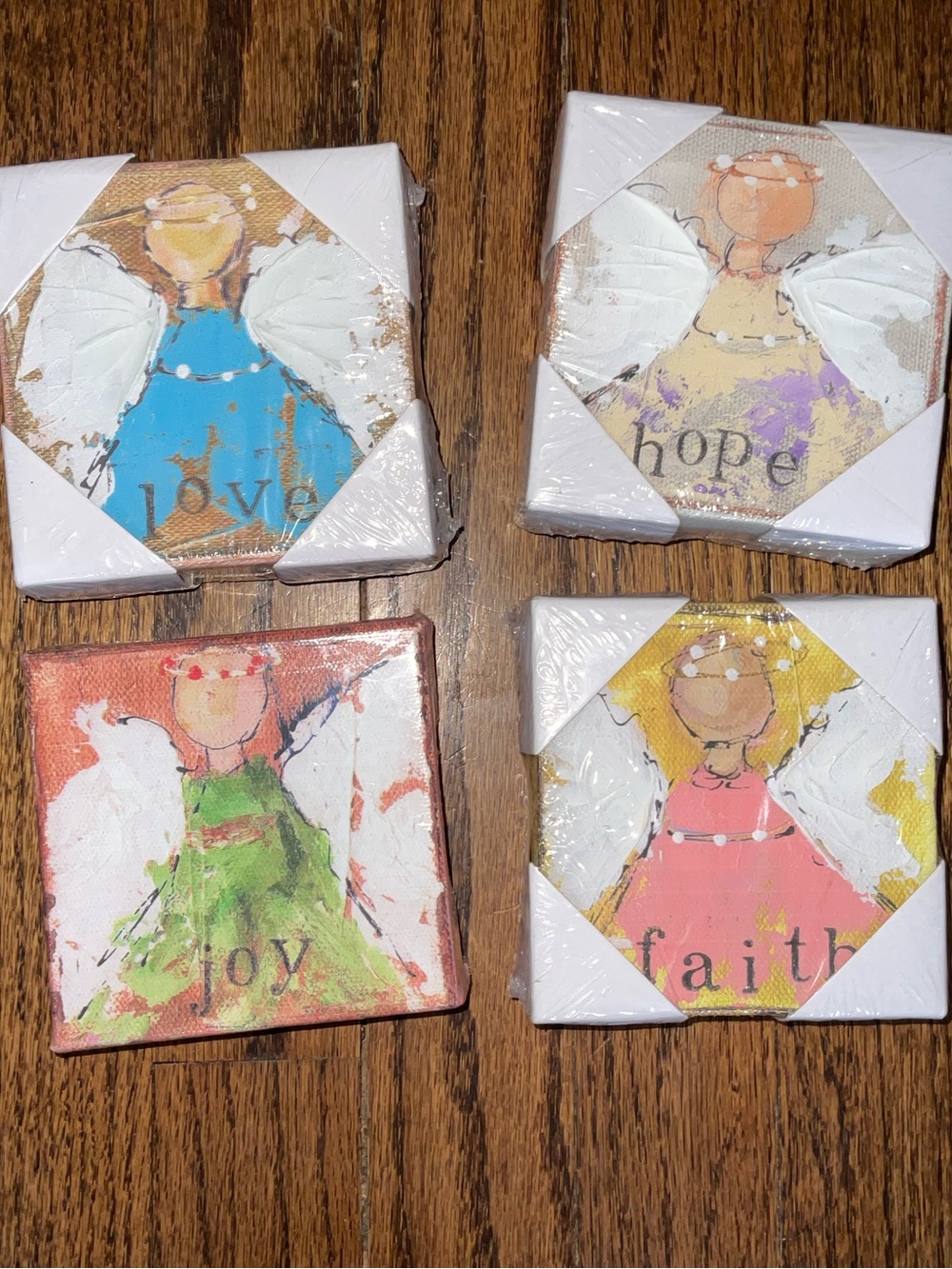 Faith Hope Joy Love Angel Mini Canvas Wall Art - Multi-Color Set